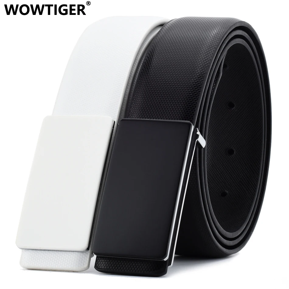 WOWTIGER черный Белый Цвет Натуральная Воловья кожа 3 см ширина ремни для мужчин
