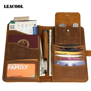 

100% Genuine Leather Passport Travel Holder Multi-Function Credit Card Package ID Document Multi-Card Storage Pack Clutch