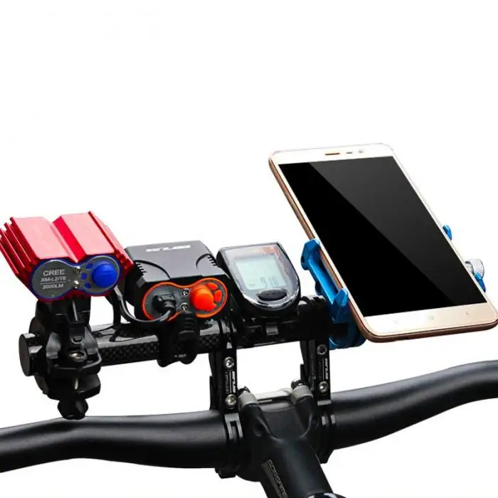 

Bicycle Handlebar Extension Frame Aluminum Alloy Carbon Fiber Light Holder Bracket Extending Double Handlebar Bike Parts For MTB