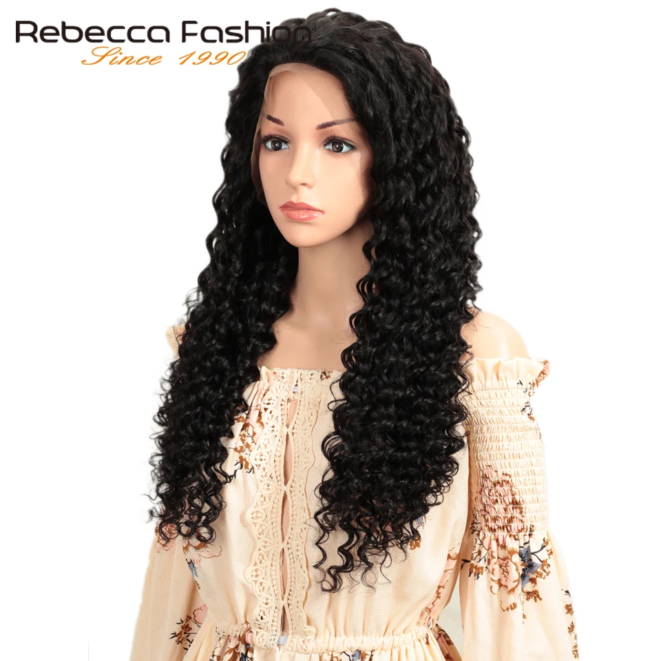 Rebecca 150%, глубокая волна, парик из натуральных волос на кружеве с детскими волосами, бразильские волосы Remy, фронтальные парики для черных женщин, 8-28 дюймов