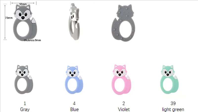 ATOB 10pcs Baby Teethers Koala Rodent unicorn Safe Chewable Food Grade Baby Teething Toys Pacifier Pendant Necklace Accessories