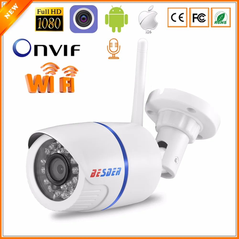 

BESDER Audio 720P 1080P Wifi Ip CCTV Outdoor Camera Surveillance White Waterptoof Onvif Wireless Camera With SD Card Slot CamHi