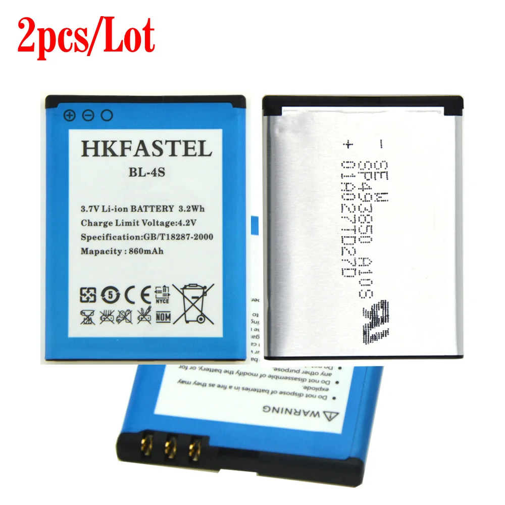 2 шт./лот HKFASTEL Новый BL-4S BL 4S мобильного телефона Батарея для Nokia X3-02 2680 3600 slide 3710 раза