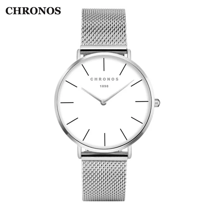 CHRONOS Mens Watches Fashion Classic Silver Quartz Wrist Watch Steel Mesh Men Watches Male Clock Relogio Masculino CHRONOS Mens Watches Fashion Classic Silver Quartz Wrist Watch Steel Mesh Men Watches Male Clock Relogio Masculino