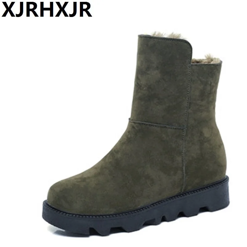 

XJRHXJR Flat Heel Warm Shoes Winter Plush Shoes Woman Round Toe Snow Boots Ladies Casual Keep Warm Cotton Shoes Short Boots