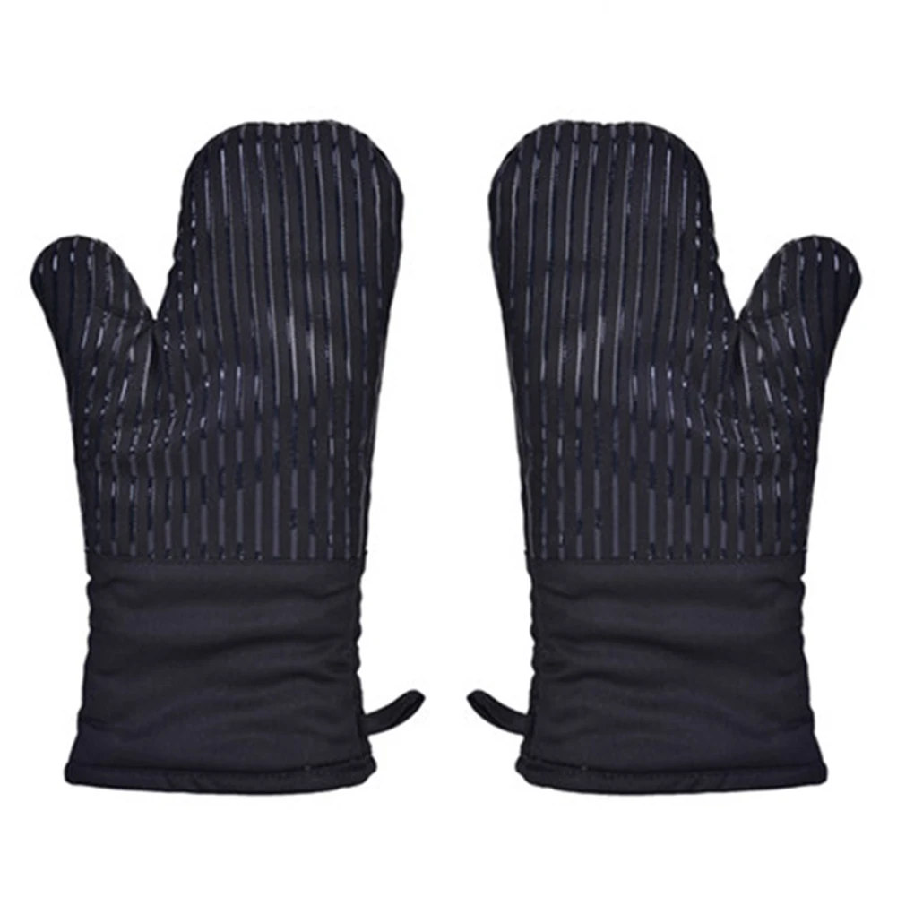 

1 Pair Silicone Gloves Anti Scald Microwave Soft Kitchen Anti-slip Baking Heat Resistant Oven Mitt Striped Flexible