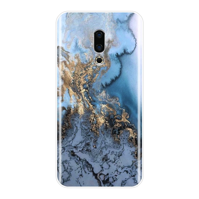 Задняя крышка для Meizu 15 Lite 16 Plus 16th 16x Роскошный Мраморный Синий Мягкий силиконовый