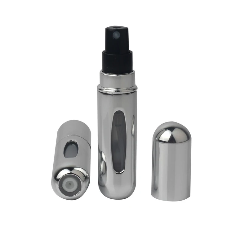 5ml Portable Mini Refillable Perfume Bottle With Spray Scent Pump Empty Cosmetic Containers Spray Atomizer Bottle For Travel New - Цвет: Bright silver