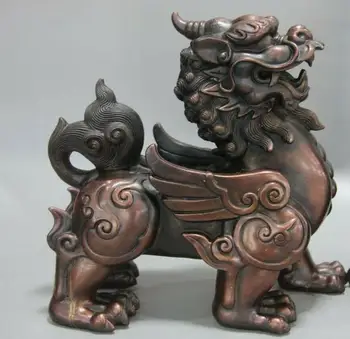 

Chinese Bronze Copper Feng shui Pixiu Brave troops Foo Dog Lion Statue