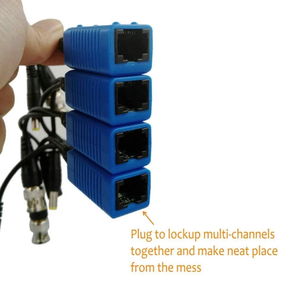 Адаптер Pripaso BNC для RJ45 4 пары Пассивный с питанием Full HD 1080P 5MP камера