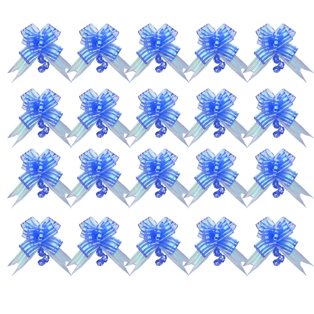 20 штук органзы тянуть Луки флористики ленты свадебный подарок обертывание DIY 50 мм ширина - Цвет: Blue