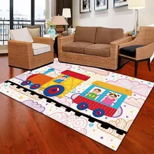 Милый ковер с рисунком поезда для гостиной, фруктовый кактус, детский игровой коврик, коврик для ванной комнаты, большой размер, коврик для гостиной