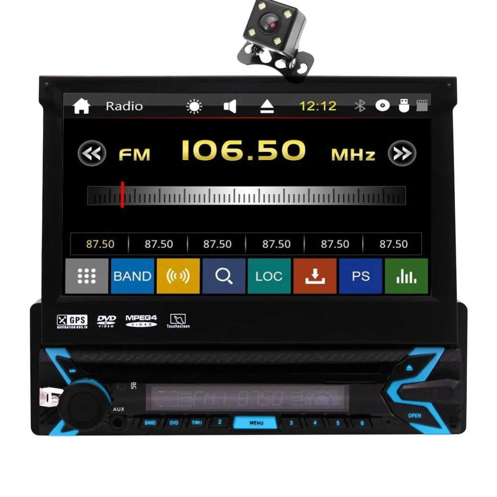 

Car Radio Stereo Single 1 Din In Dash Autoradio CD DVD Player Navigator Bluetooth Headunit Include Free 8GB GPS Map Card + Free