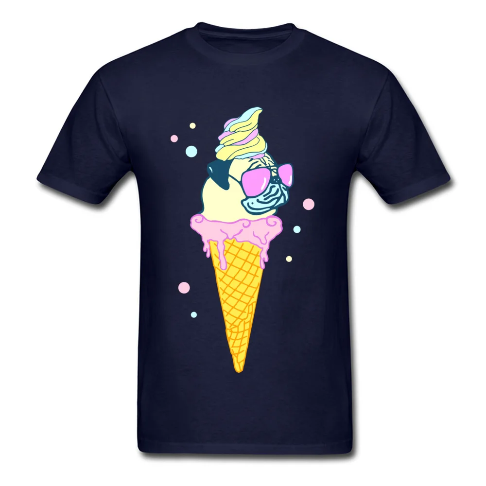  Men's T-Shirt ice cream pug Design Tops Shirt Pure Cotton O Neck Short Sleeve Design Sweatshirts NEW YEAR DAY ice cream pug navy