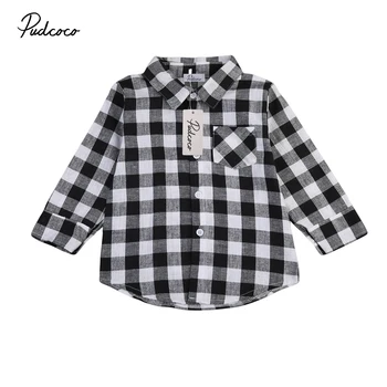 

2017 New Fashion Spring Autumn Baby Kids Girls Boys Tops Long Sleeve Checked Plaid Shirt Blouse For Children 1-7Y