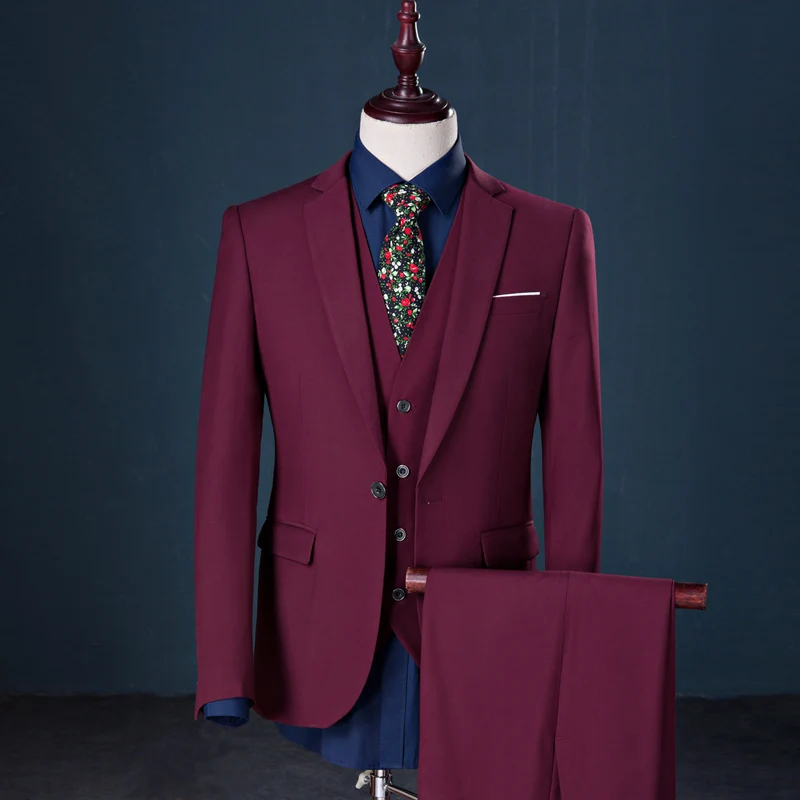 MarKyi 2017 Famous Brand Mens Suits Wedding Groom Plus Size 5XL 3 Pieces(Jacket+Vest+Pant) Slim Fit Casual Tuxedo Suit Male