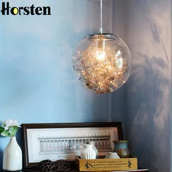 

Nordic Glass Ball Flower Pendant Light Led E27 With 4 Colors Loft Modern Hanging Lamp For Living Room Bedroom Kitchen Restaurant