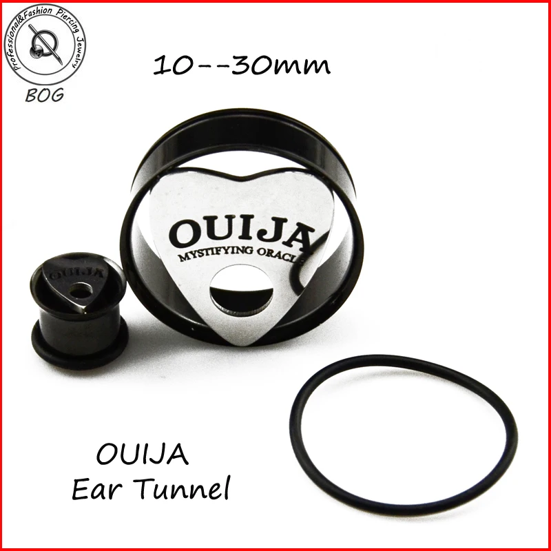 Pair Ouija Planchette Stainless Steel Ear Tunnels O-Ring Gauges Plugs Earrings