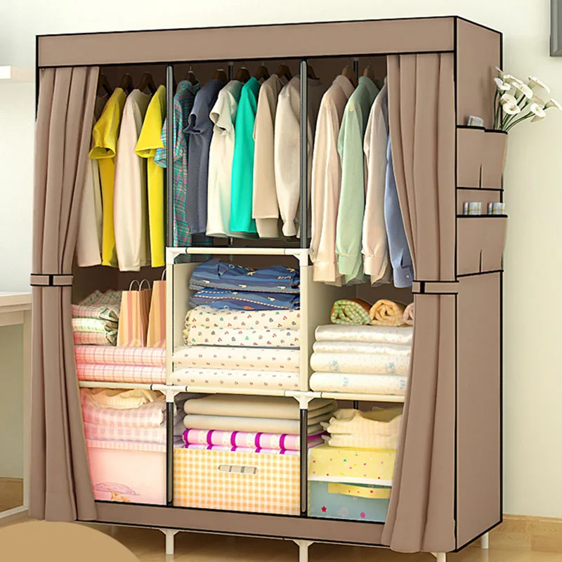 Non-woven Large Wardrobe Coffee Fabric Closet Portable Folding Dust-proof Waterproof Storage Cabinet Home Furniture Non-woven Large Wardrobe Coffee Fabric Closet Portable Folding Dust-proof Waterproof Storage Cabinet Home Furniture