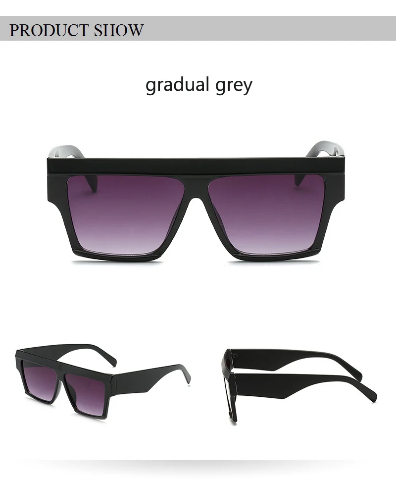 Flat Top Oversized Square Vintage Sunglasses For Men Brand Designer Wide Leg Women Glasses UV400 Lunette De Soleil Red Black