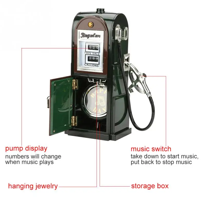 Ретро музыкальная шкатулка Мода США газовый насос топливный диспенсер форма для хранения музыкальная шкатулка подарок на год