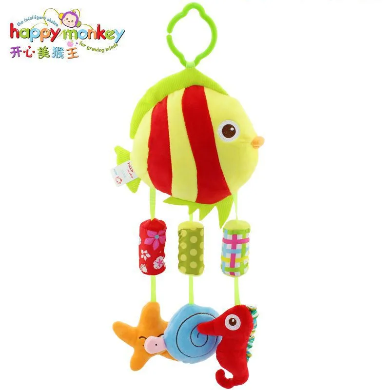 Happy Monkey Wind Chime возьмите с собой животных стилей детские кроватки коляска Мягкая Кровать Висячие колокольчики погремушки игрушки для детей подарок - Цвет: fish