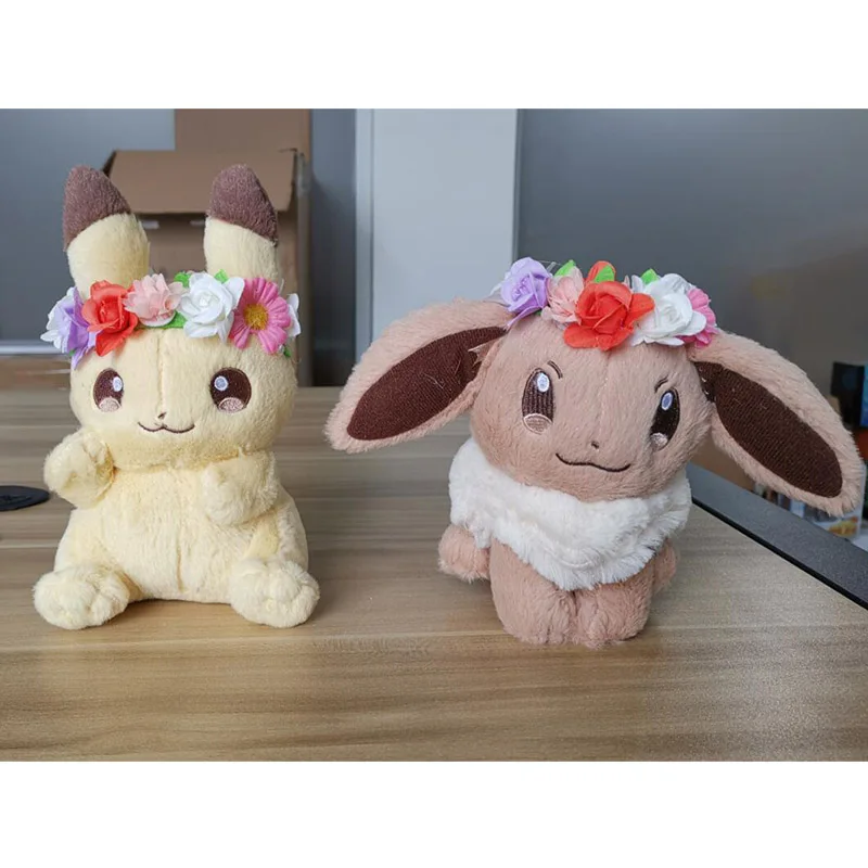 Японский мультфильм аниме kawaii piqiu Пикачу и Eevee с цветком головное кольцо Ver.