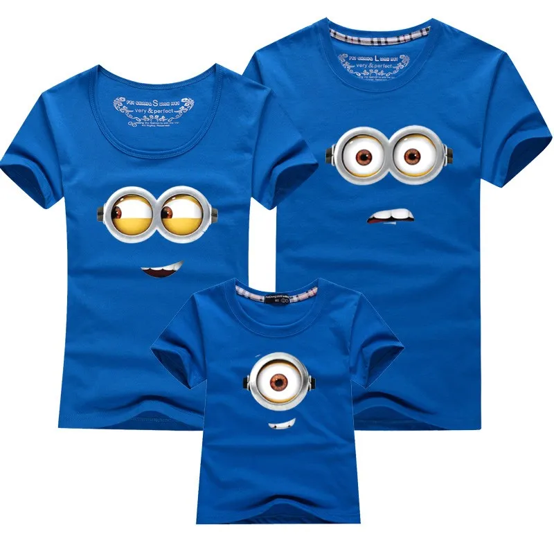 Хлопковые одинаковые комплекты для семьи, 1 шт. футболки с миньонами футболки для мамы и детей Одежда для семьи Одежда для мамы и дочки