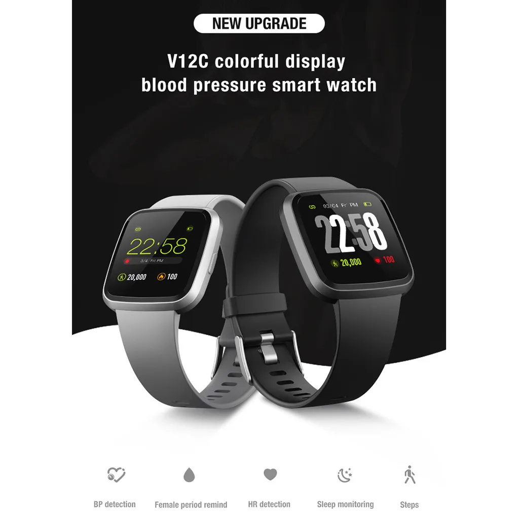 

V12C Smart Watch Bracelet Fitness Tracker Blood Pressure Heart Rate Pedometer