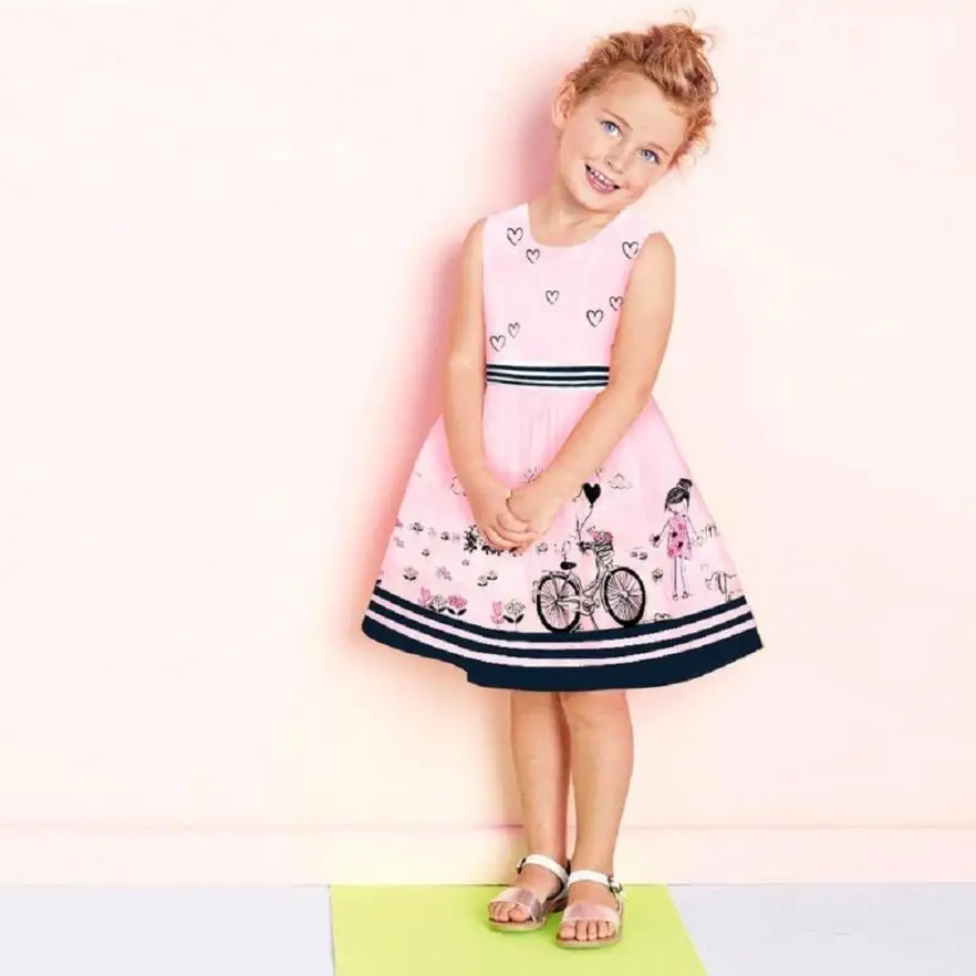 

2017 Toddler Kids Baby Girl Dress Cartoon Sleeveless Party Princess Pageant Dresses Children Costume for Girls 0~7 Years Old