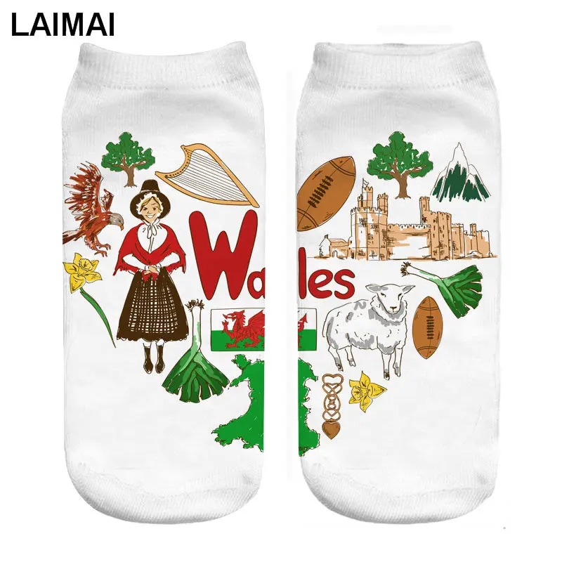 

RUNNING CHICK wales love 3d print socks dropshipping running chick wholesale