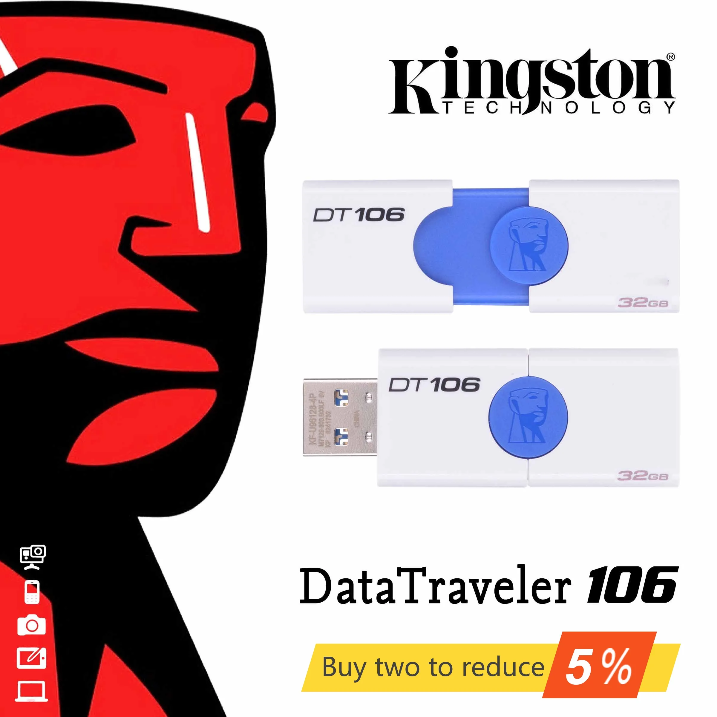 DataTraveler 106 DT106 USB 3,0 kingston USB флеш-накопитель 16 ГБ 32 ГБ 64 ГБ 128 ГБ U Диск флеш-накопитель 16 32 64 128 ГБ