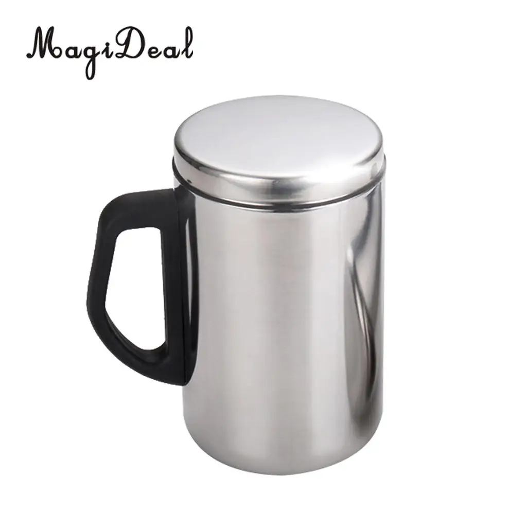 MagiDeal 350/500ml Double Wall Beer Mug Stainless Steel Wine Cup Insulate Travel Camping Mug  - Unique & Insulated with Handle