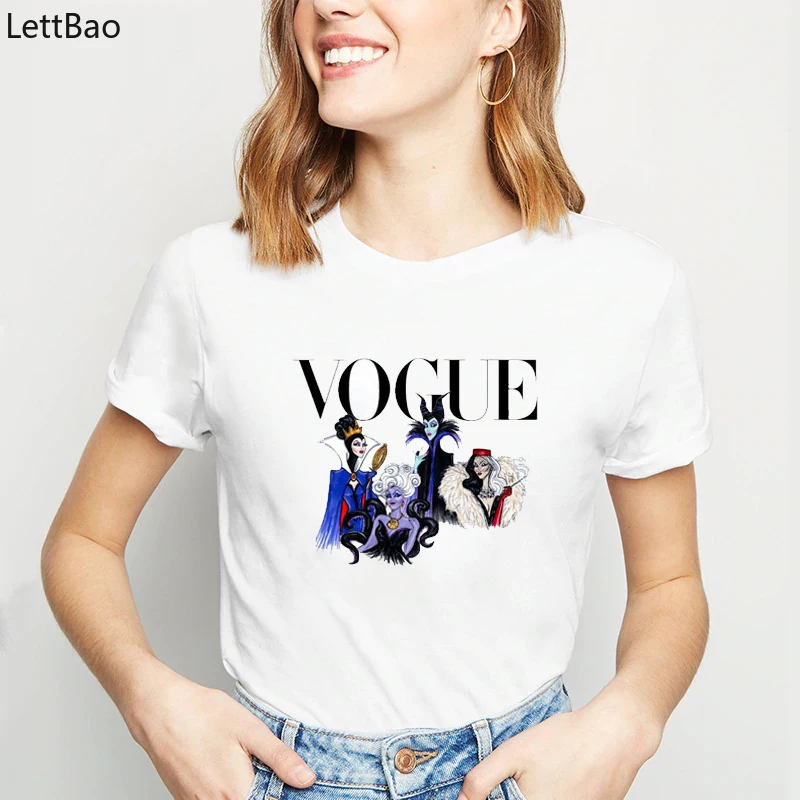 العصرية رواج الشر الملكة T قميص الصيف الإناث تي شيرت أبيض النساء قمم خمر هالوين الشرير المحملة قصيرة الأكمام Camiseta موهير