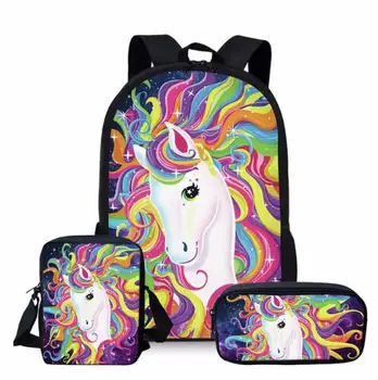 

Colorful Unicorn School Bag Set for Teenage Girls Cute Junior Primary Student Kids Schoolbags Children Bookbags