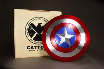 

Cattoys Captain America Metal Shield 1/1 22" Metal Made Version Prop Diameter Anime Model Collection Gift With Original wood Box