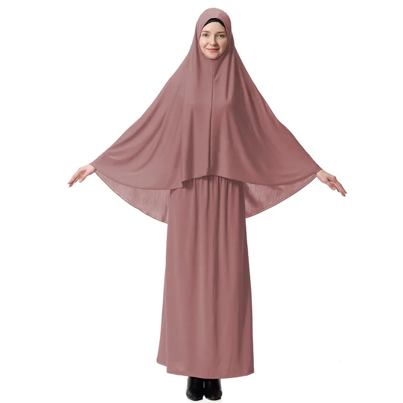 Формальные мусульманские молитвенные комплекты одежды, хиджаб, платье абайя, мусульманская одежда, намаз, длинный молитвенный хиджаб, мослим, jurken abayas - Цвет: dark pink