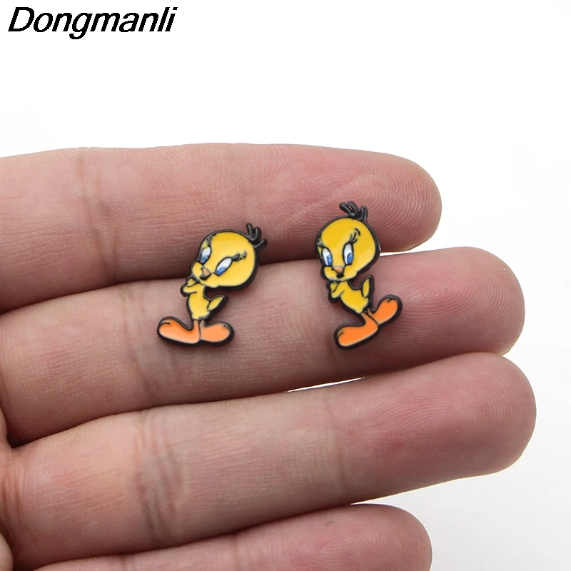 P2658 Dongmanli мультфильм анимация птица из нержавеющей стали пирсинг для уха гвоздики