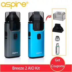 Оригинальная электронная сигарета Vape Aspire Breeze 2 AIO Комплект Встроенный 1000 мАч аккумулятор vape pod mod и 3 мл Vape vs Nautilus AIO Kit