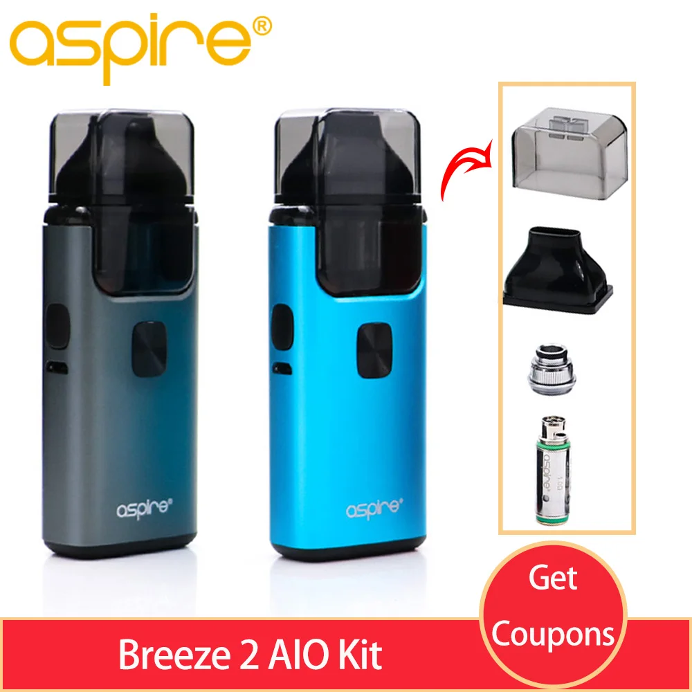Оригинальная электронная сигарета набор Aspire Breeze 2 AIO встроенный аккумулятор 1000