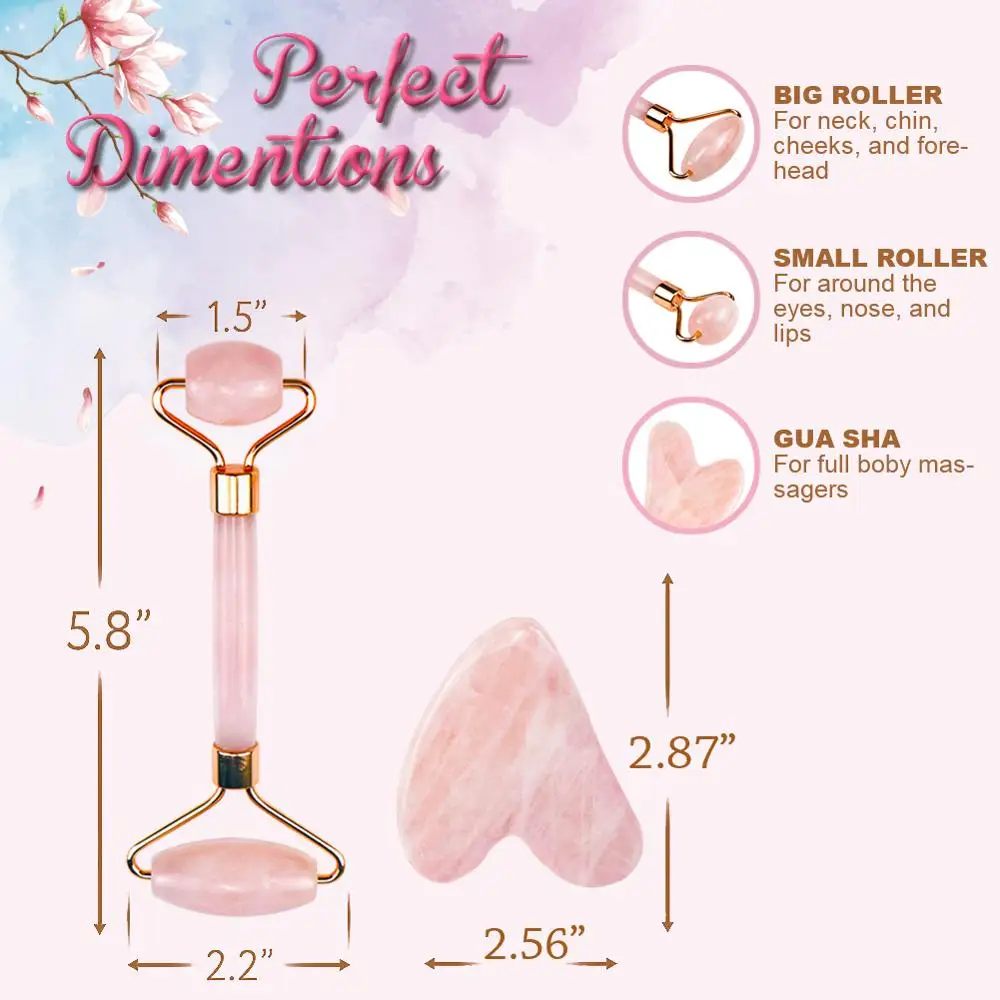 2in1Rose Quartz ролик массажер для похудения лица подъемный инструмент натуральный