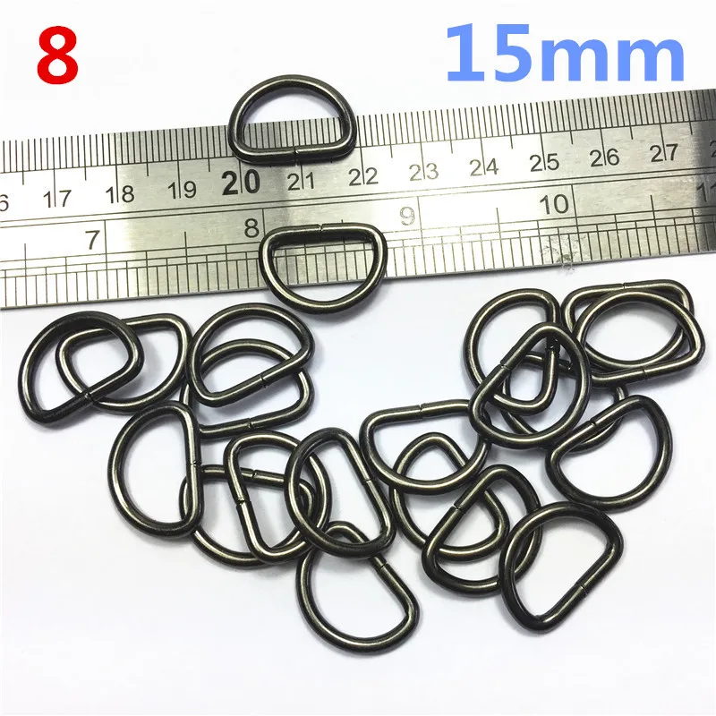 8  15mm  gunblack  Tone Unwelded Leather Bags Metal Crafts D Rings