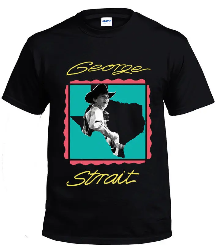 George Strait Винтаж кантри черный Для мужчин футболка Размеры s-2XL Лето Рубашка с