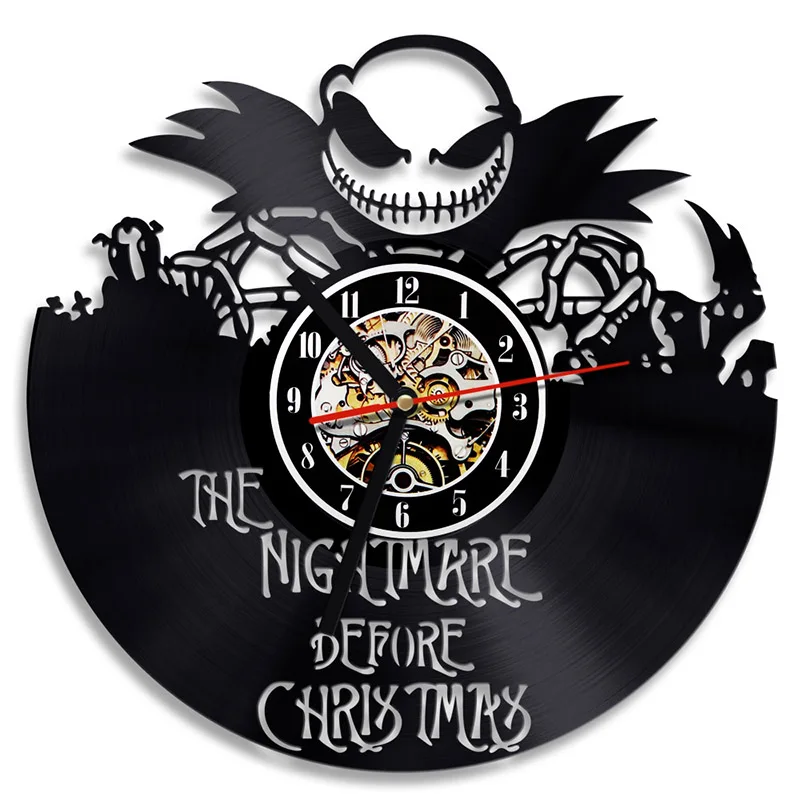The Nightmare Before Christmas 3D Record Clock Classic Skull Vinyl