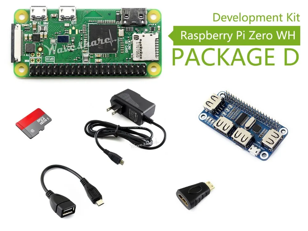 Raspberry Pi Zero WH (встроенный WiFi предварительно спаянные заголовки) Тип D карта Micro SD