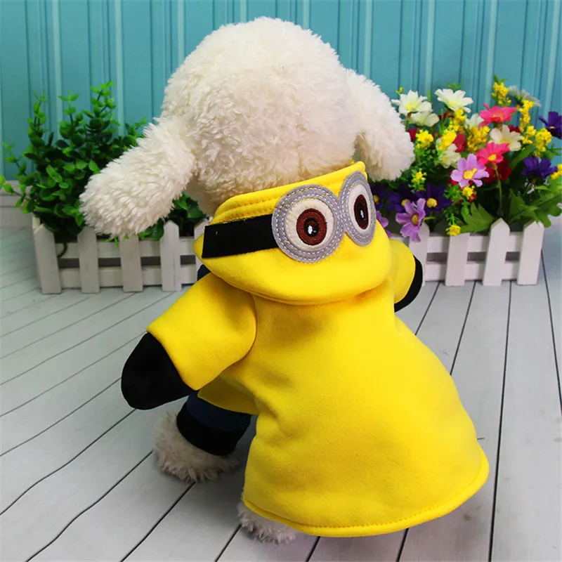 Cartoon Funny Yellow Minions Dog Cat Clothes Jacket Cute Hoodie Pet Novelty Costume Puppy Clothes for Small Dogs Cats Coat5