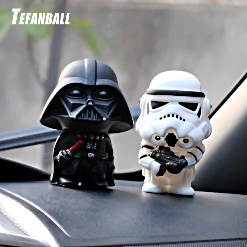 

Car Ornament Cute Star Wars Action Figure Doll Automobiles Interior Black Darth Vader White Stormtroopers Model Decoration Gifts