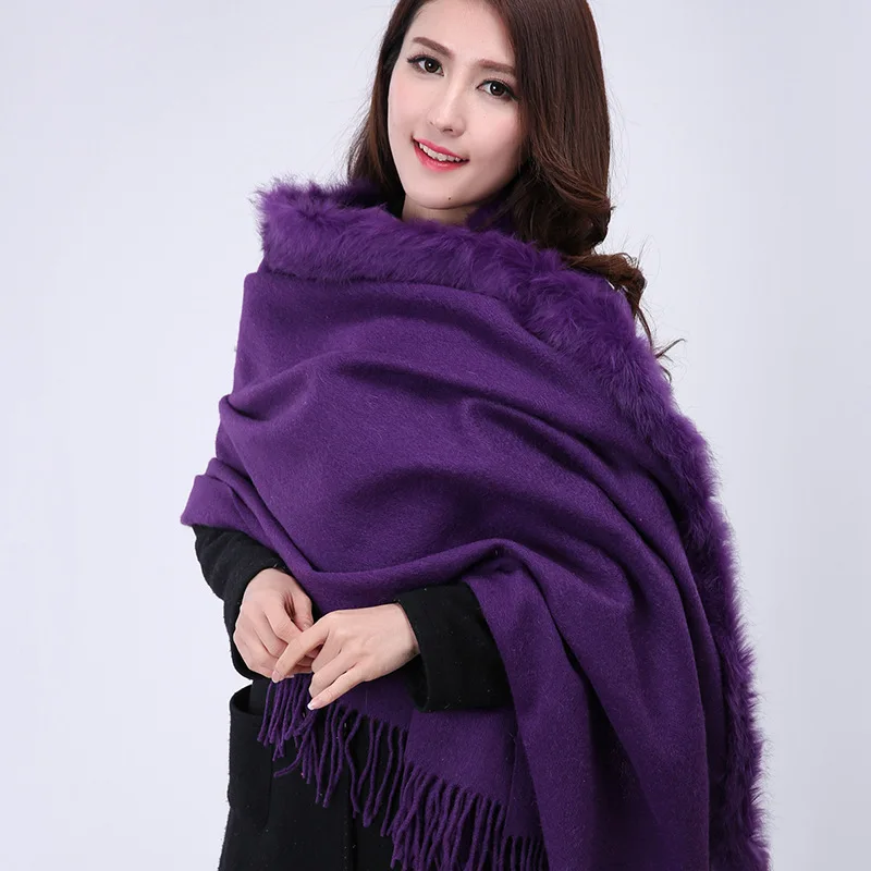 Women unisex 100% CASHMERE Soft Plain solid Dark Purple Wool Scarf 