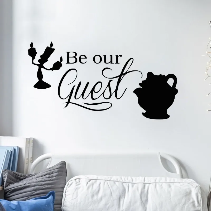 Cartoon Quotes Be Our Guest Wall Decal Beauty And The Beast Wall Stickers For Kids Rooms Playing Room Baby Gift Vinyl Diy Syy972 Sticker For Kids Room Wall Stickers For Kidswall Sticker Aliexpress