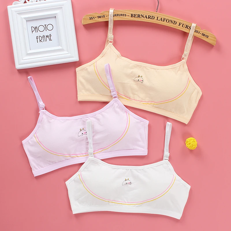 

Bra Girl Seamless Training Bra with Removable Pads Lingerie Cotton Young Shoulder strap adjustable 8-14Years Old summer 1 pieces